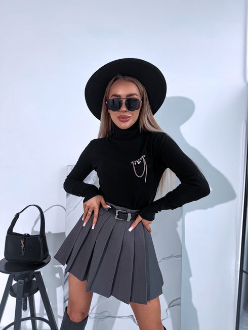 Blouse with snap buttons "CHANCE W2411" - BLACK